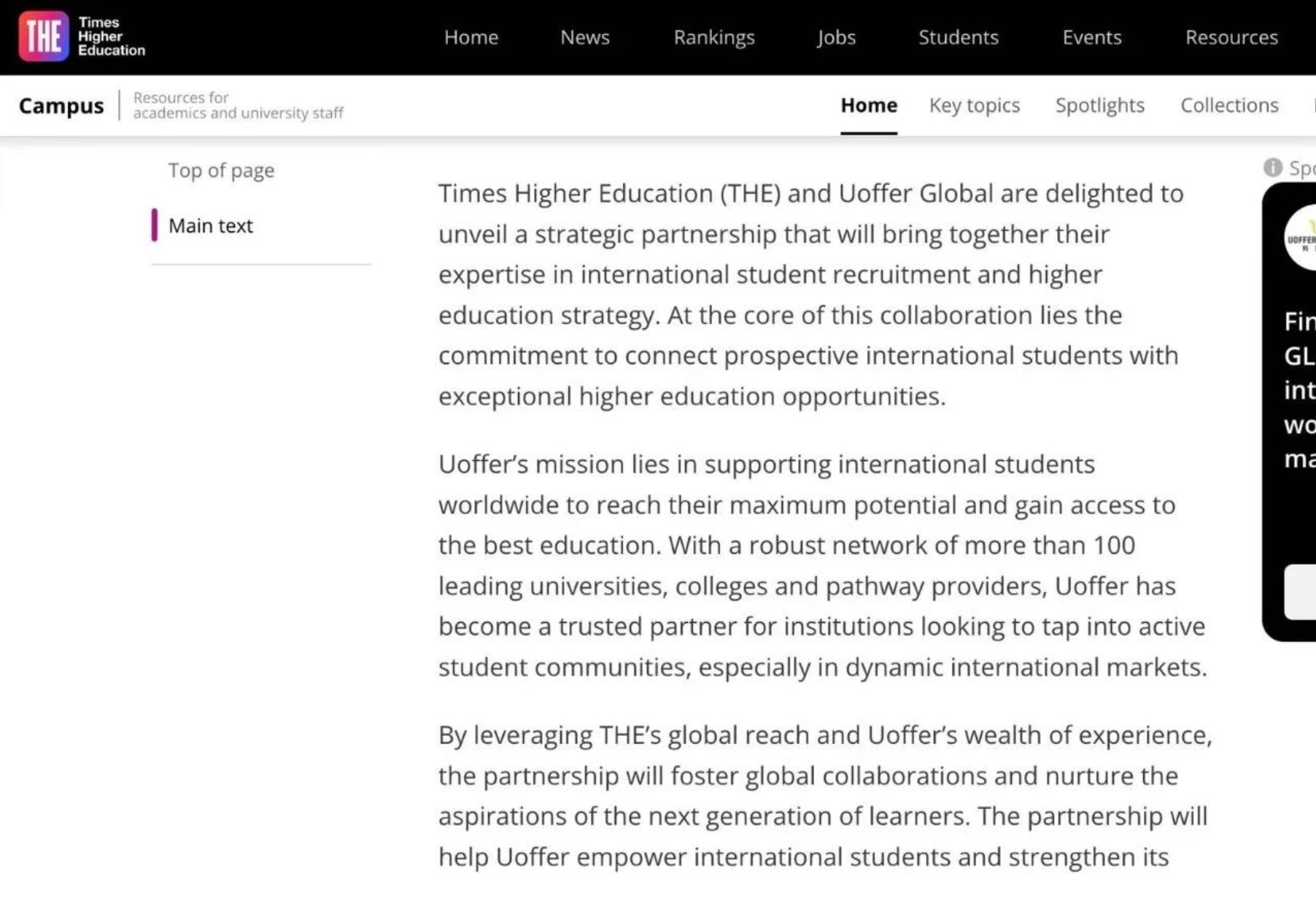 有录网荣登THE泰晤士高等教育官网，引领留学教育新风潮！