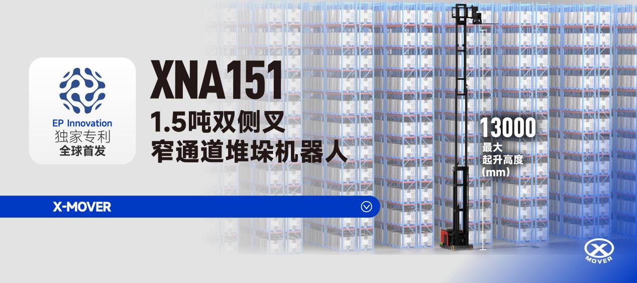 2025仓库堆垛机器人哪家强？中力数智全球首发重载双侧叉窄通道机器人(图1)