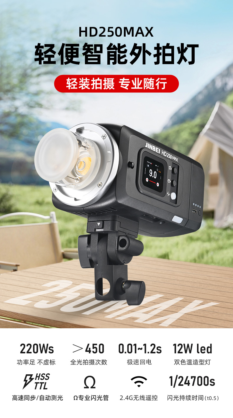摄影师的理想“移动光工厂”！金贝新品HD-250MAX轻便外拍灯